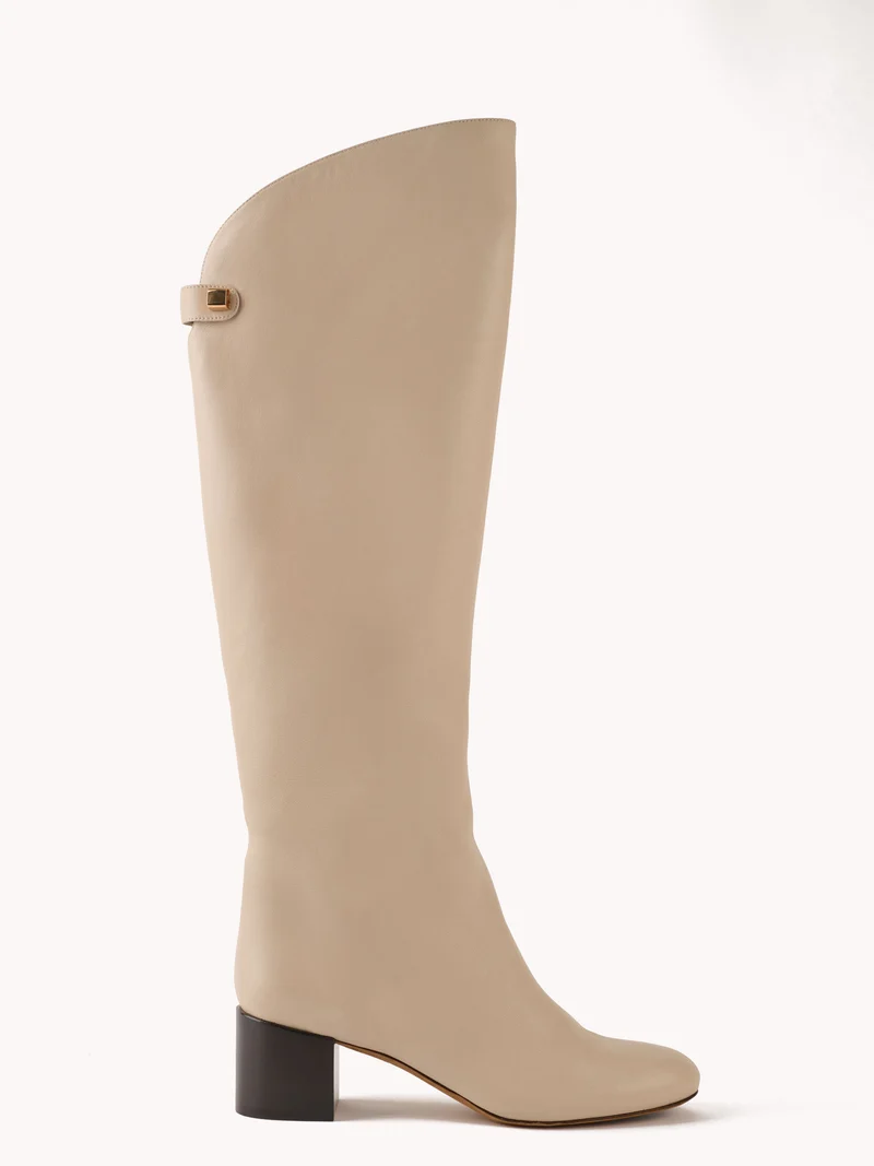 Bottes à talon moyen Adry en cuir nappa crème