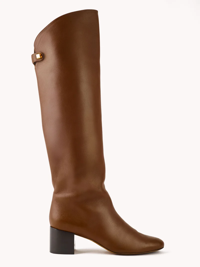 Bottes à talon moyen Adry Up en cuir nappa cognac