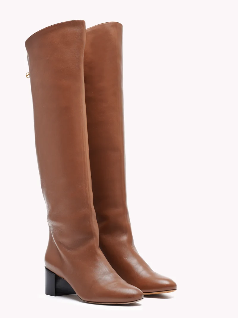 Bottes à talon moyen Adry Up en cuir nappa cognac