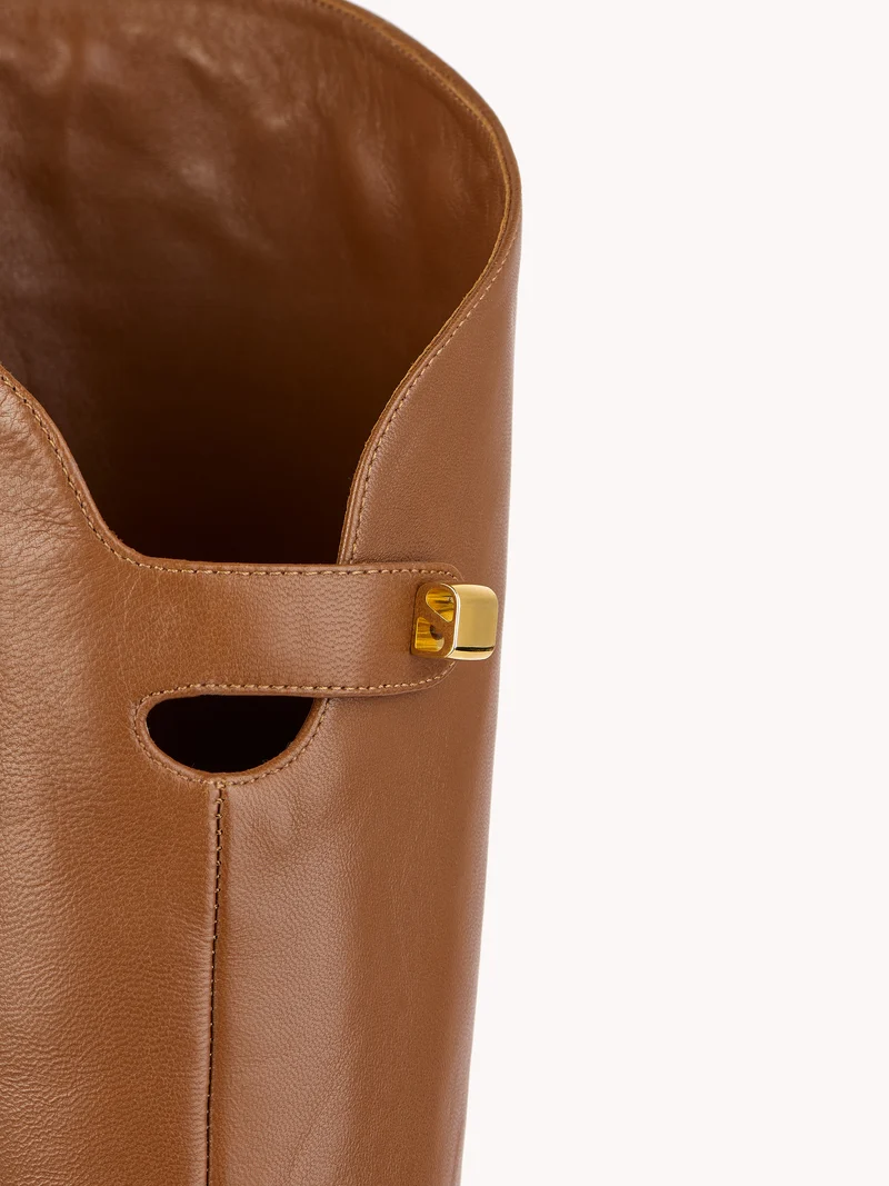 Bottes à talon moyen Adry Up en cuir nappa cognac