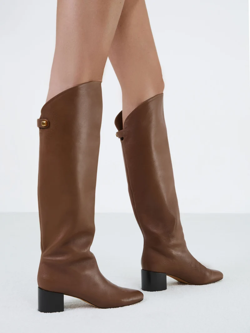 Bottes à talon moyen Adry Up en cuir nappa cognac