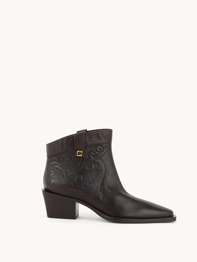 Bottines western Alexandra Cordoba en cuir marron chocolat