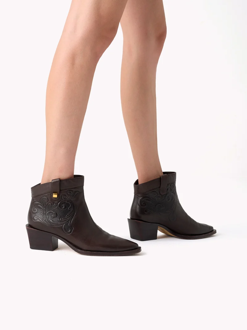 Bottines western Alexandra Cordoba en cuir marron chocolat
