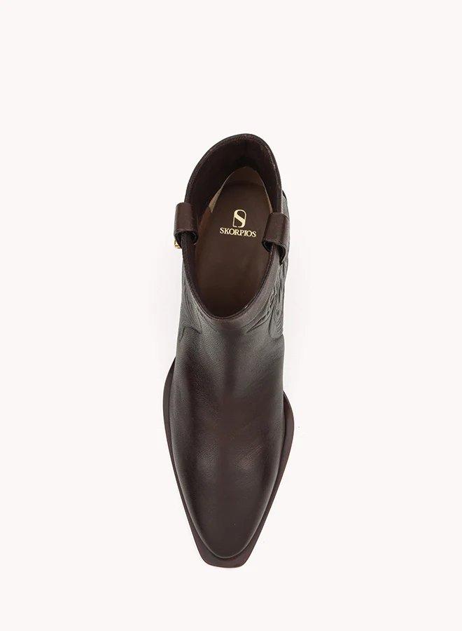 Bottines western Alexandra Cordoba en cuir marron chocolat