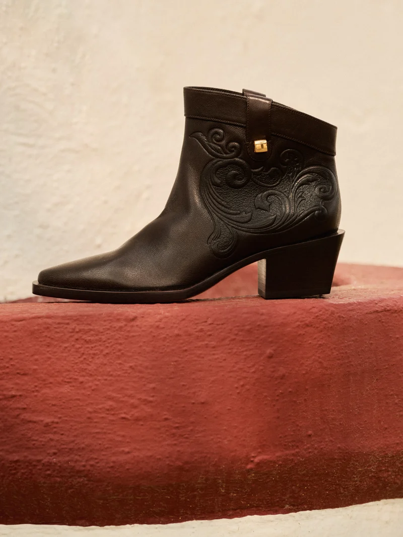 Bottines western Alexandra Cordoba en cuir marron chocolat