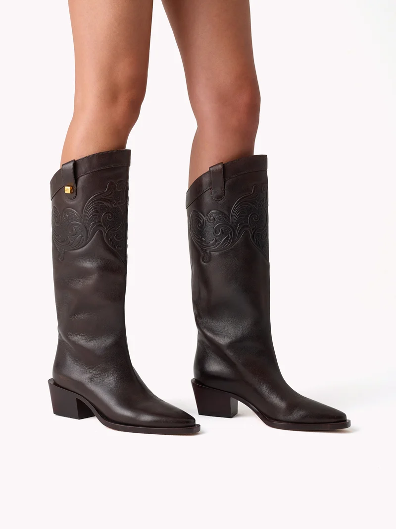 Bottes western Sienna Cordoba en cuir marron chocolat