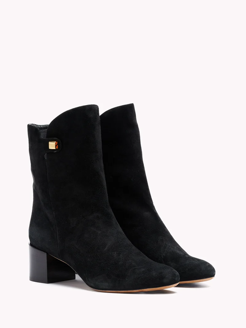 Bottines à talon moyen Gaby en suède noir