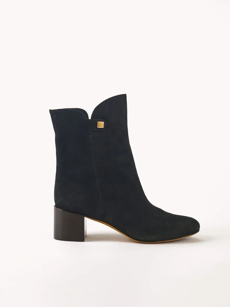 Bottines à talon moyen Gaby en suède noir