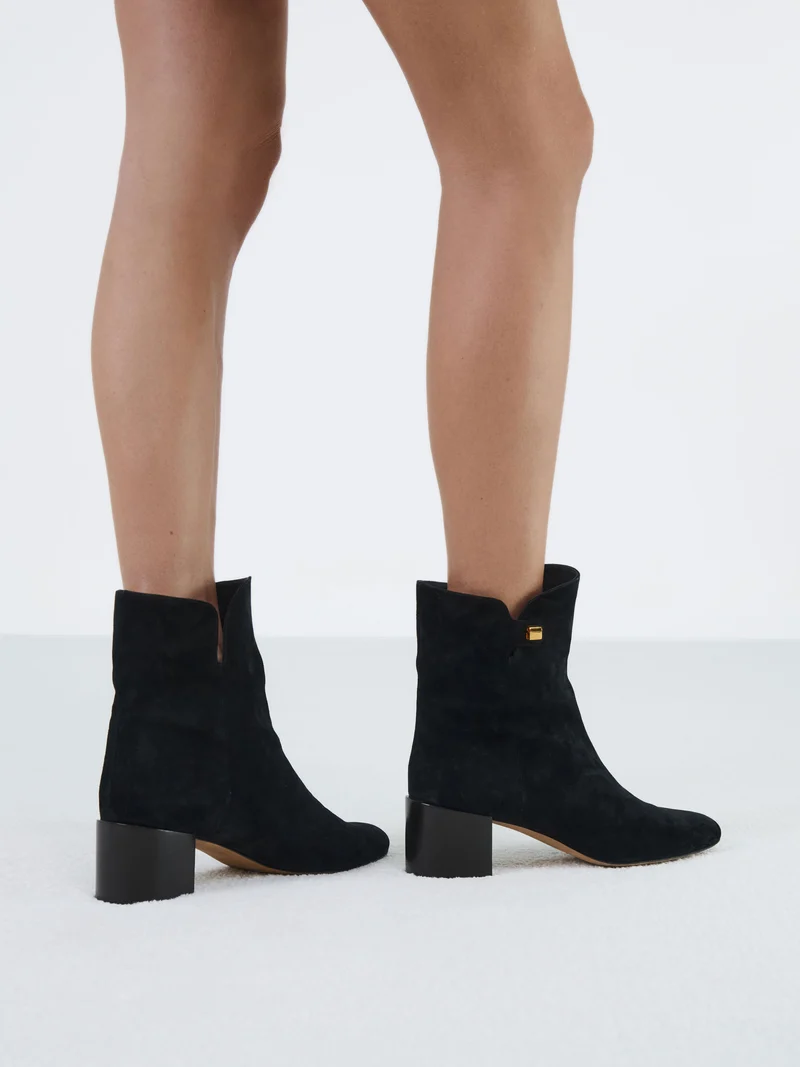 Bottines à talon moyen Gaby en suède noir