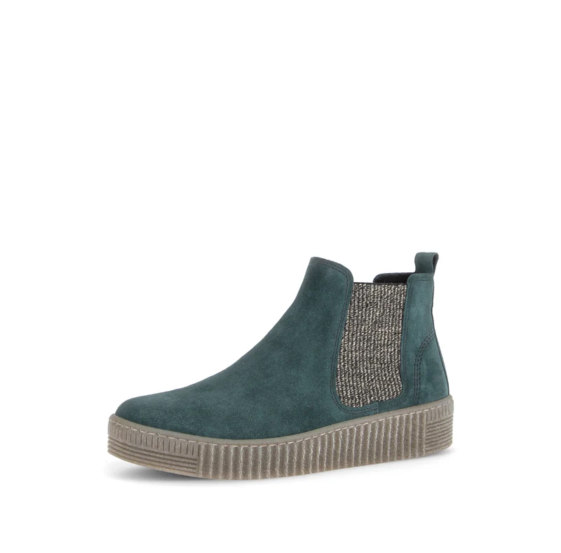 Bottines bleues en cuir velours