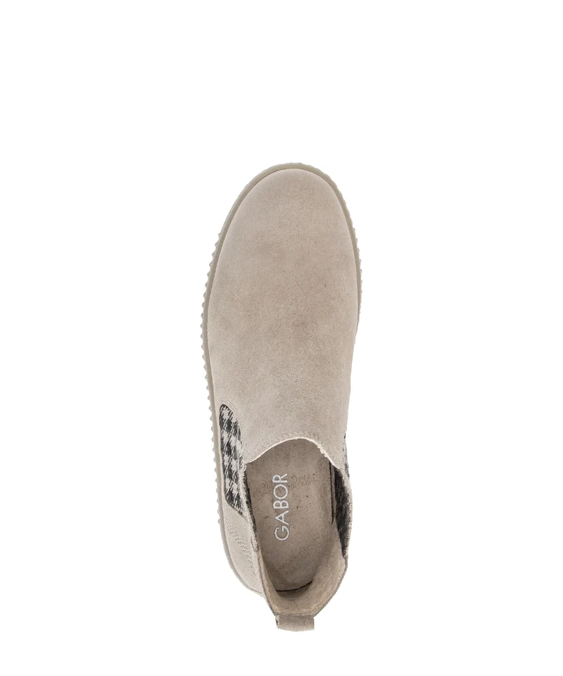 Bottines beiges en cuir velours