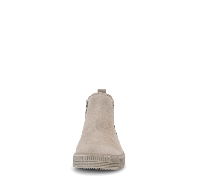 Bottines beiges en cuir velours