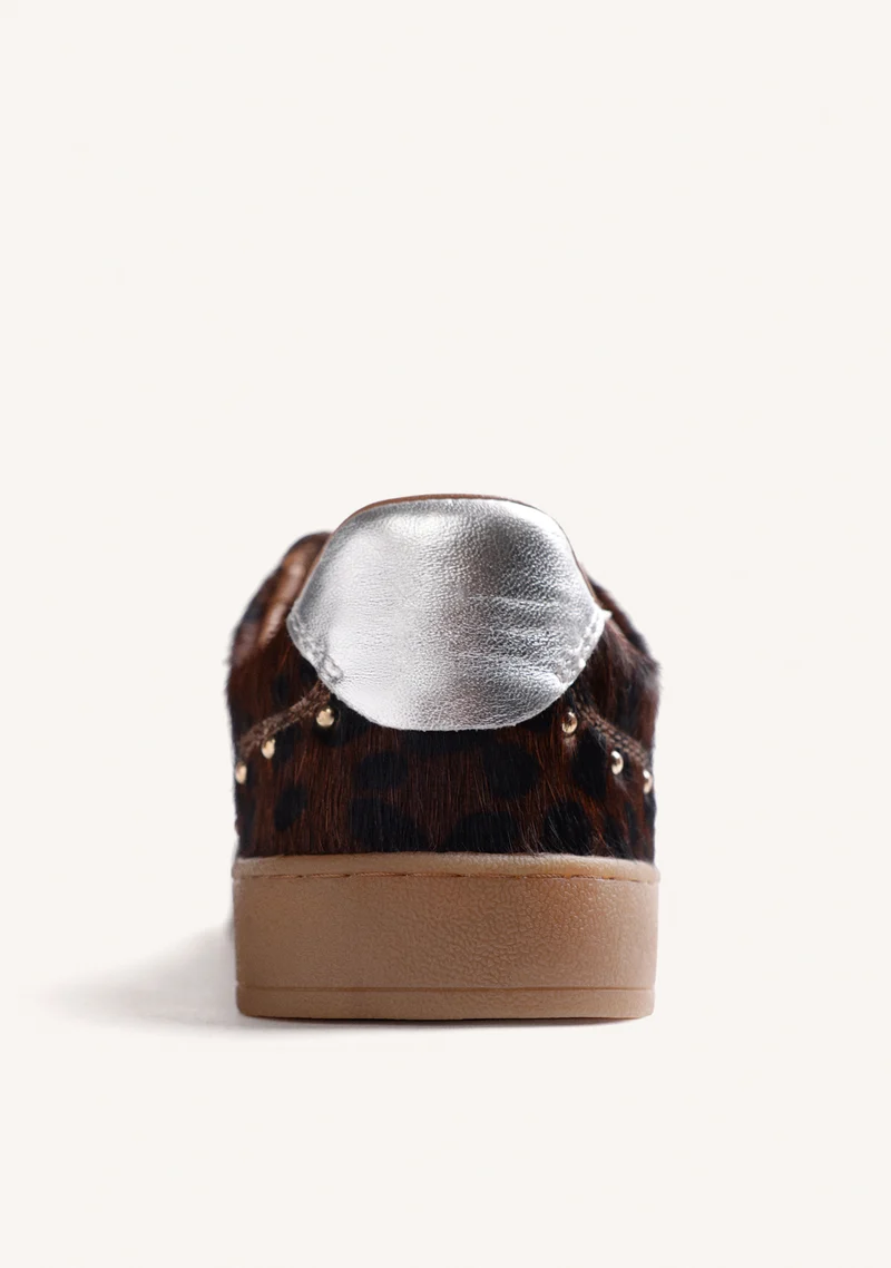 ANIMAL PRINT LEATHER STUDDED SNEAKERS