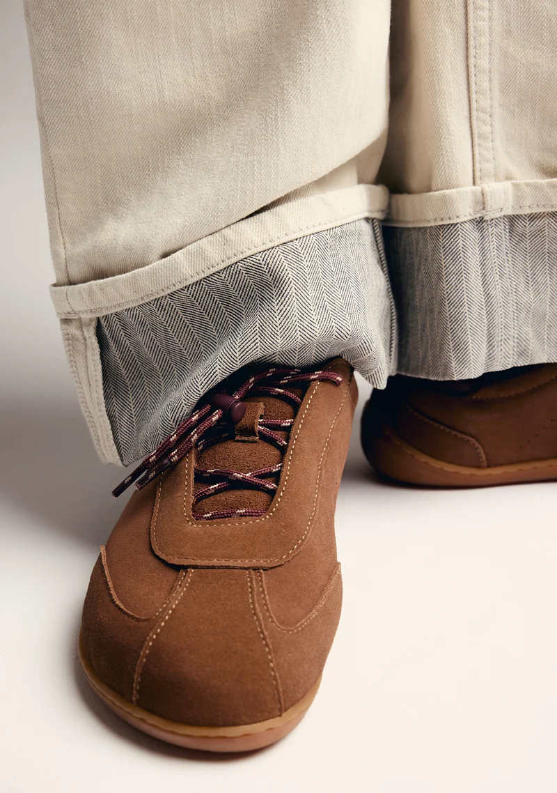 BROWN BAREFOOT SUEDE LEATHER SNEAKERS