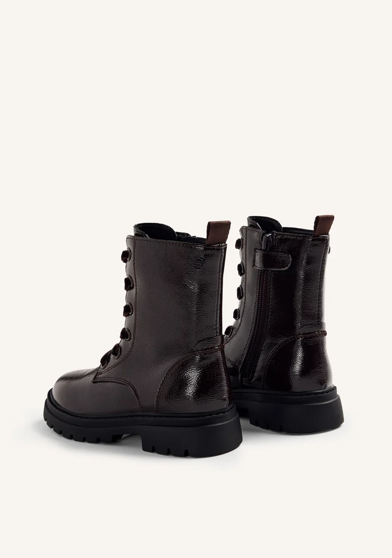 BROWN PATENT EFFECT BOOTS