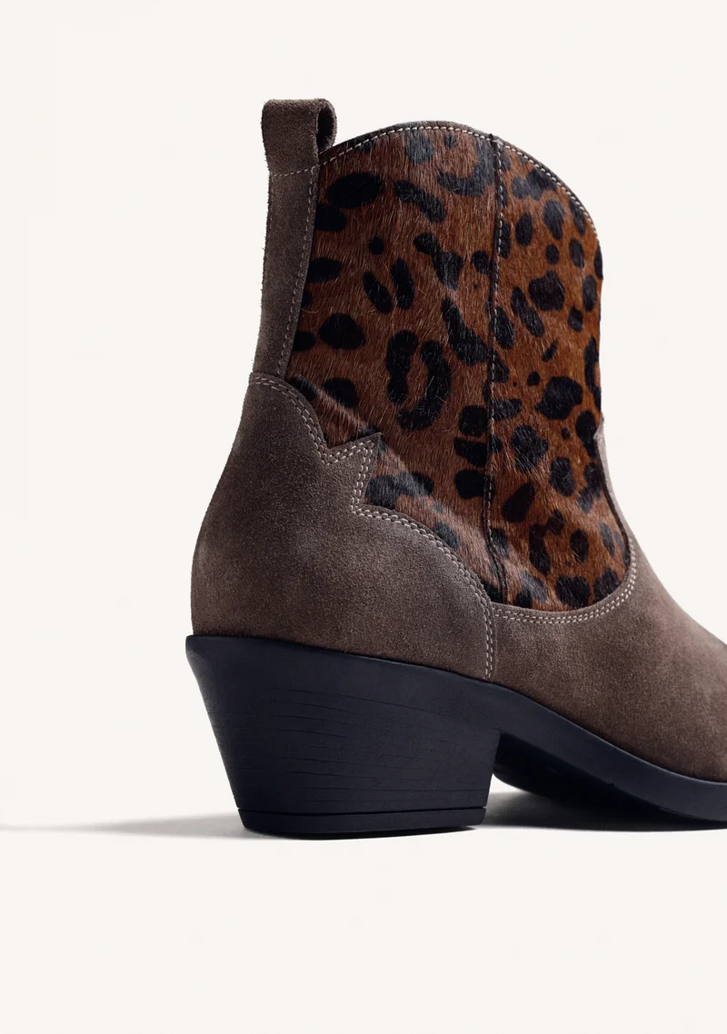 ANIMAL PRINT LEATHER ANKLE BOOTS