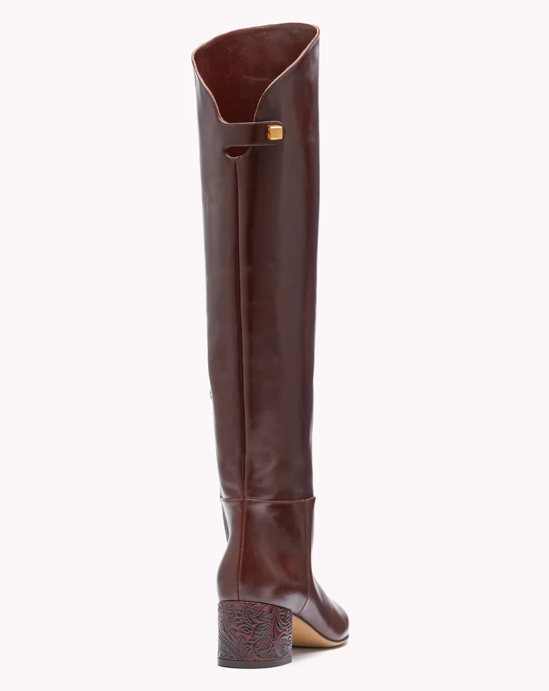 Bottes Adry Borgia en cuir marron pécan avec un talon moyen embossé