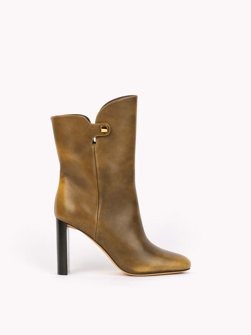 Bottines à talon Gabriella en cuir piper brun doré