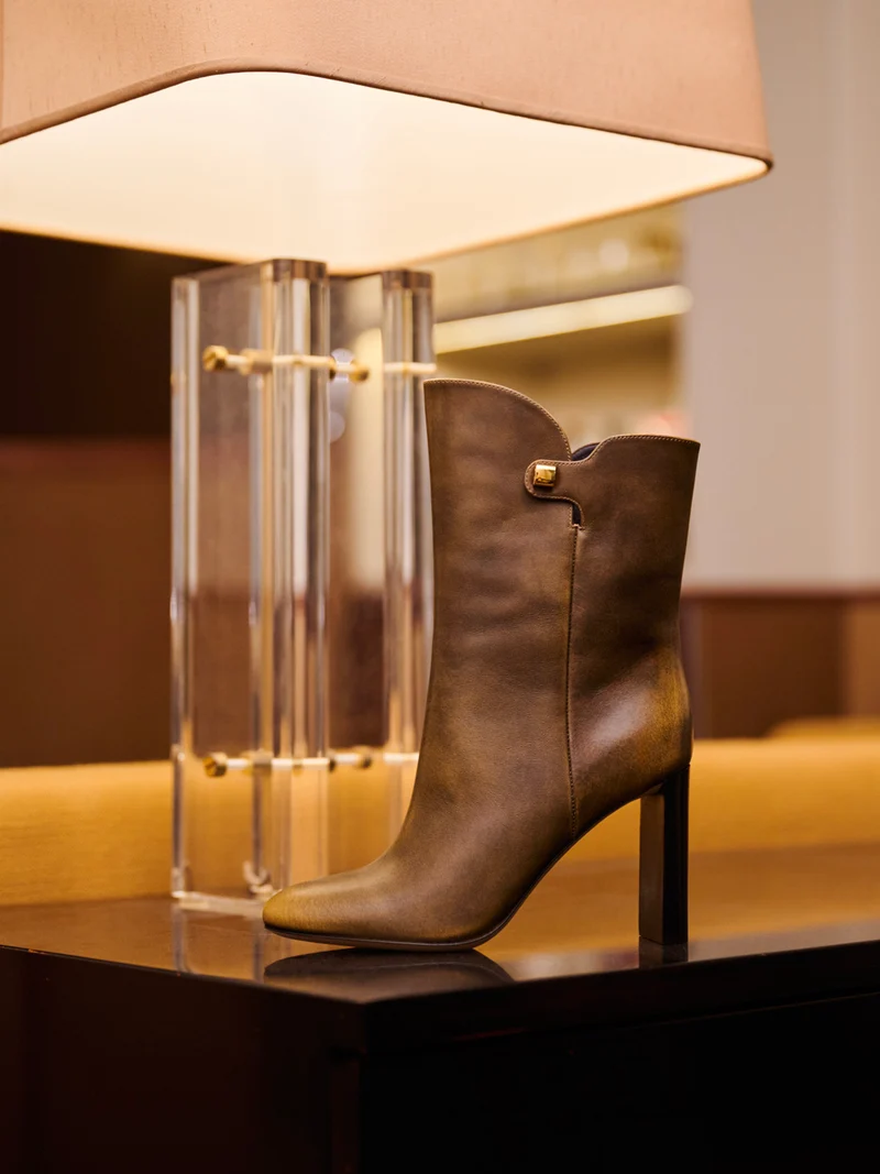 Bottines à talon Gabriella en cuir piper brun doré
