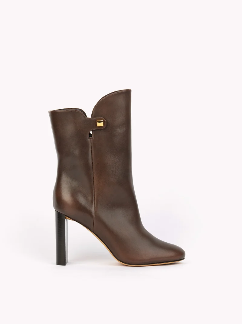 Bottines à talons Gabriella en cuir piper marron chocolat