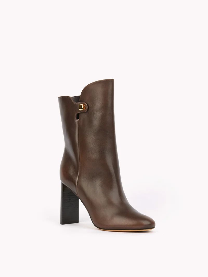 Bottines à talons Gabriella en cuir piper marron chocolat