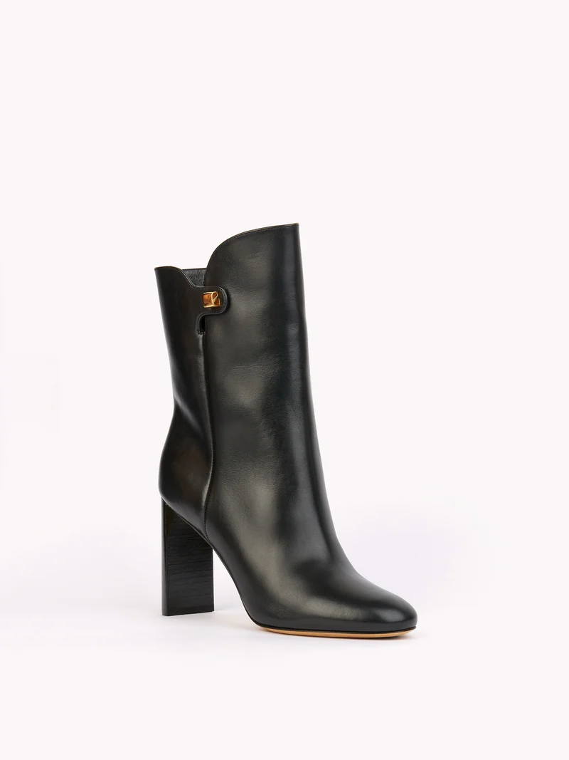 Bottines à talons Gabriella en cuir piper noir