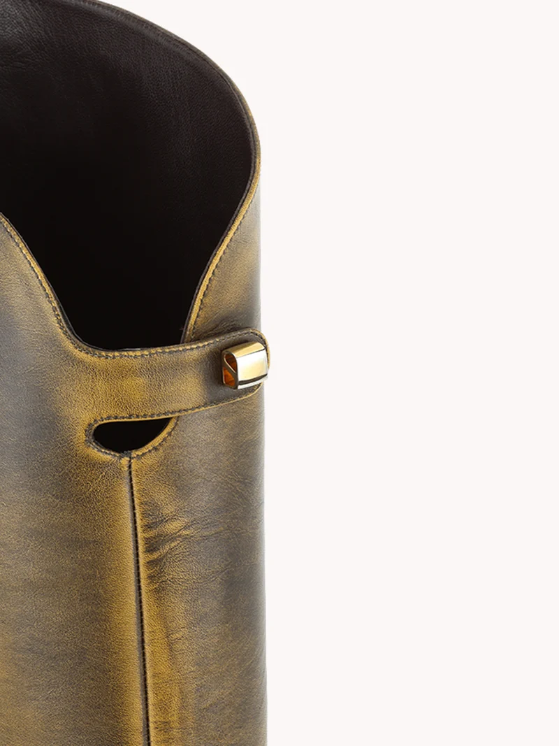 Bottes Adry Up en cuir piper brun doré et talon moyen