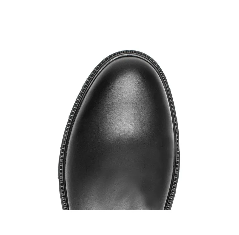 Bottes noires en cuir lisse