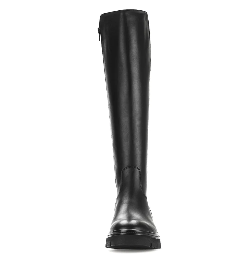 Bottes noires en cuir lisse