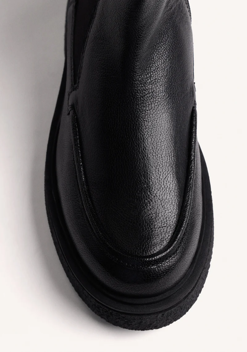 BLACK CHELSEA LEATHER ANKLE BOOTS