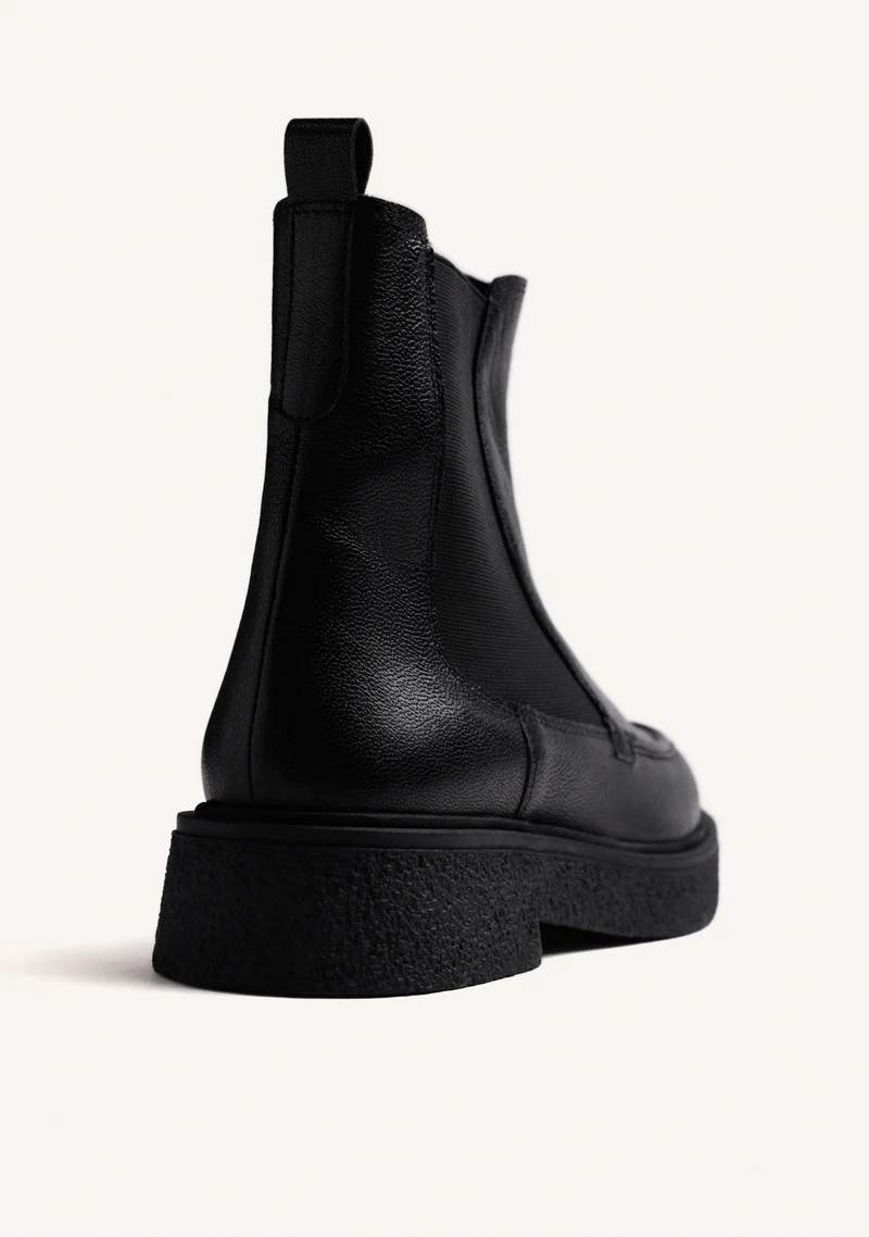 BLACK CHELSEA LEATHER ANKLE BOOTS