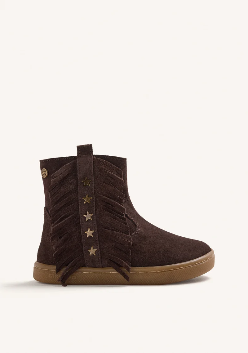 BAREFOOT LEATHER ANKLE BOOTS WITH FRINGES