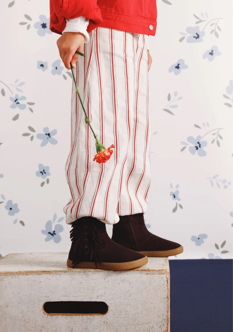 BAREFOOT LEATHER ANKLE BOOTS WITH FRINGES