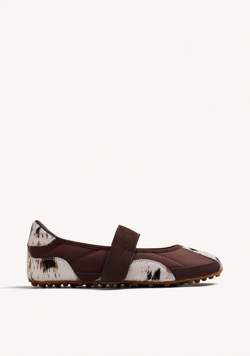 SPORTY LEATHER BALLET FLATS WITH ANIMAL PRINT