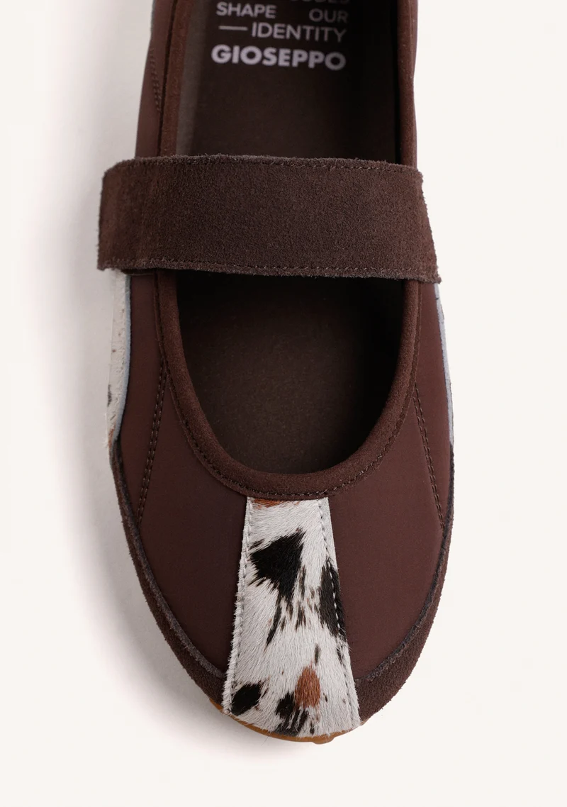 SPORTY LEATHER BALLET FLATS WITH ANIMAL PRINT