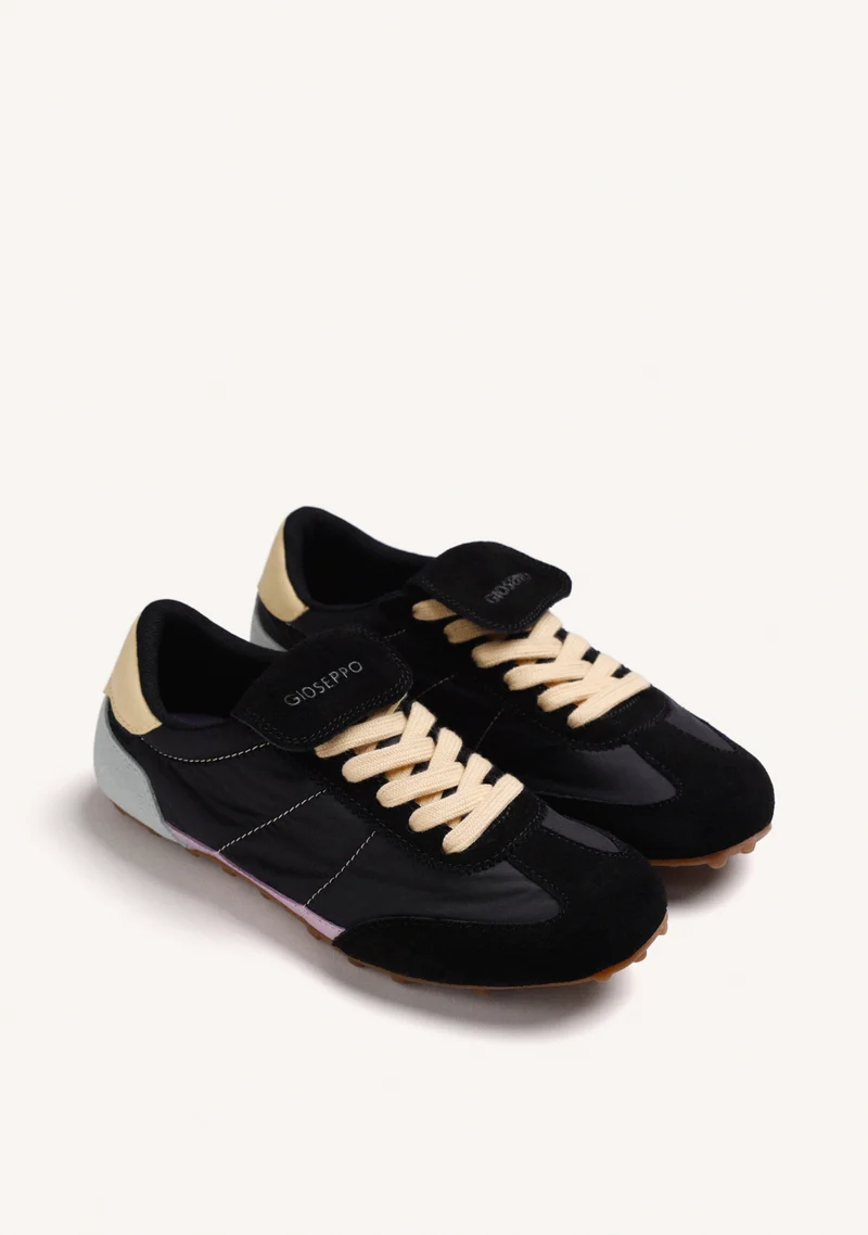 BLACK SUEDE LEATHER AND NYLON SNEAKERS