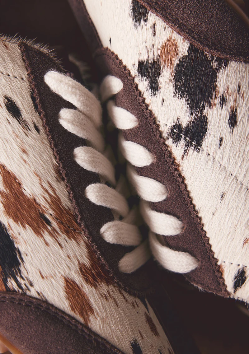 ANIMAL PRINT LEATHER AND NYLON SNEAKERS