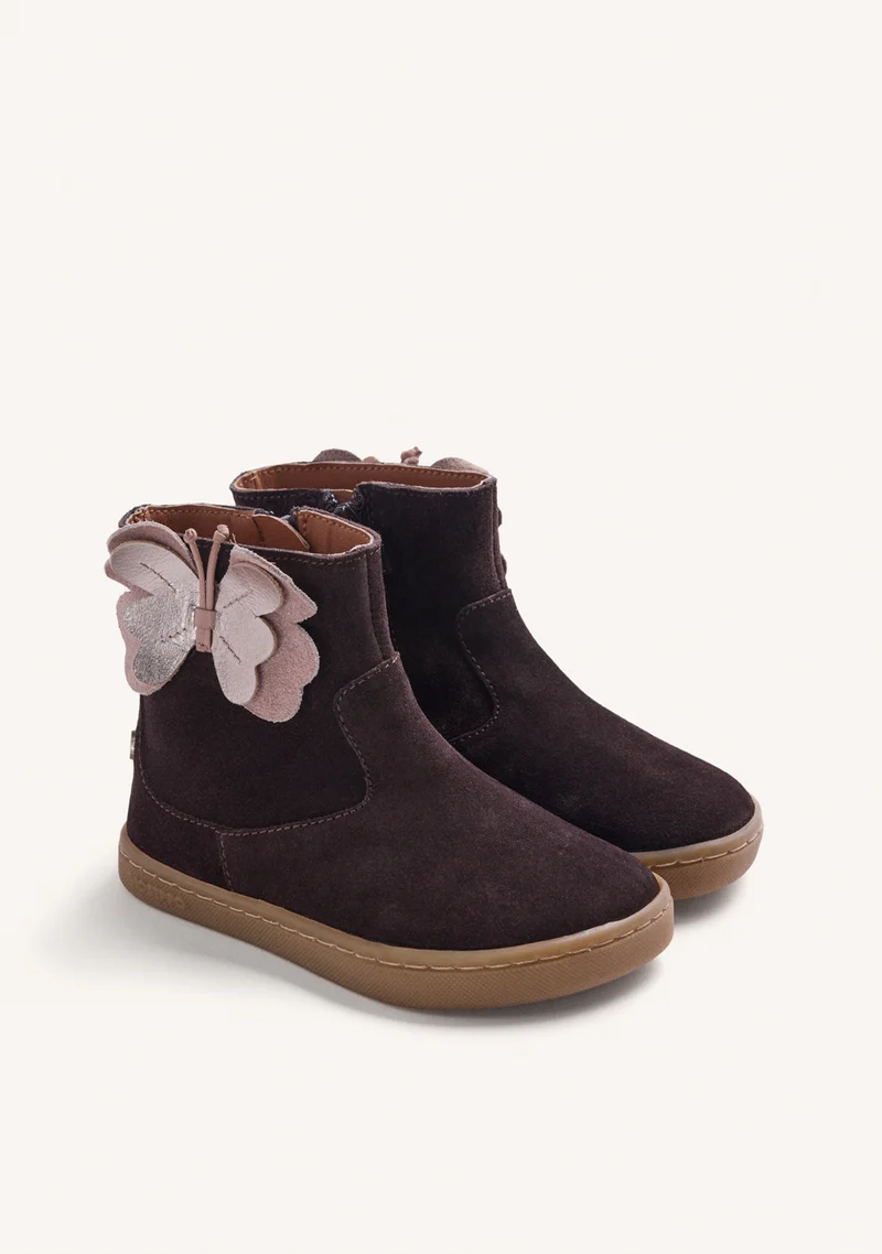 BAREFOOT LEATHER ANKLE BOOTS WITH BUTTERFLY