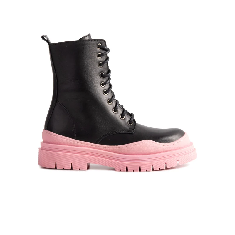 Nagasaki Black Leather/Pink Sole