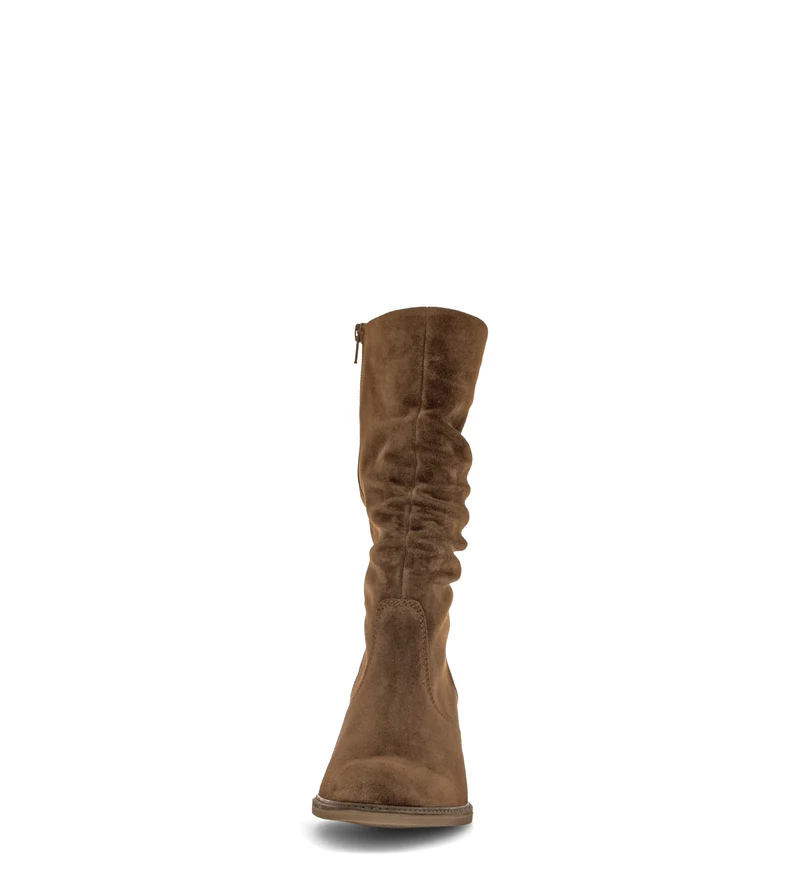 Bottines cognac en cuir velours