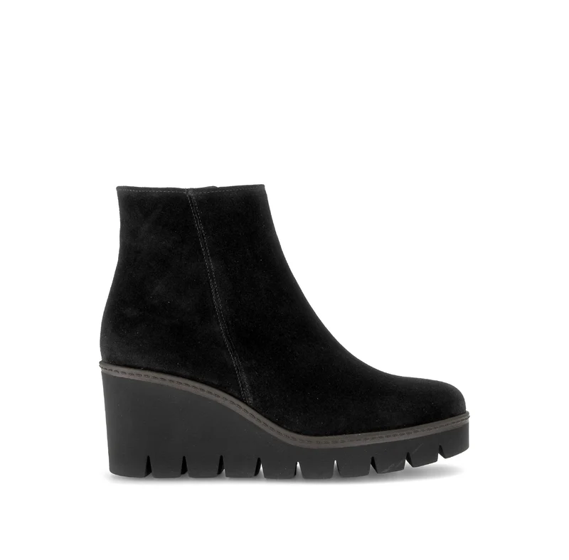 Bottines compensées noires en cuir velours