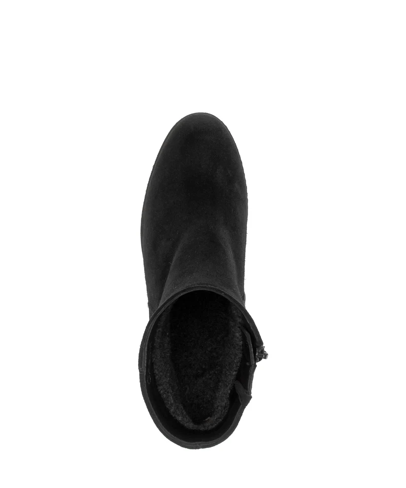 Bottines compensées noires en cuir velours
