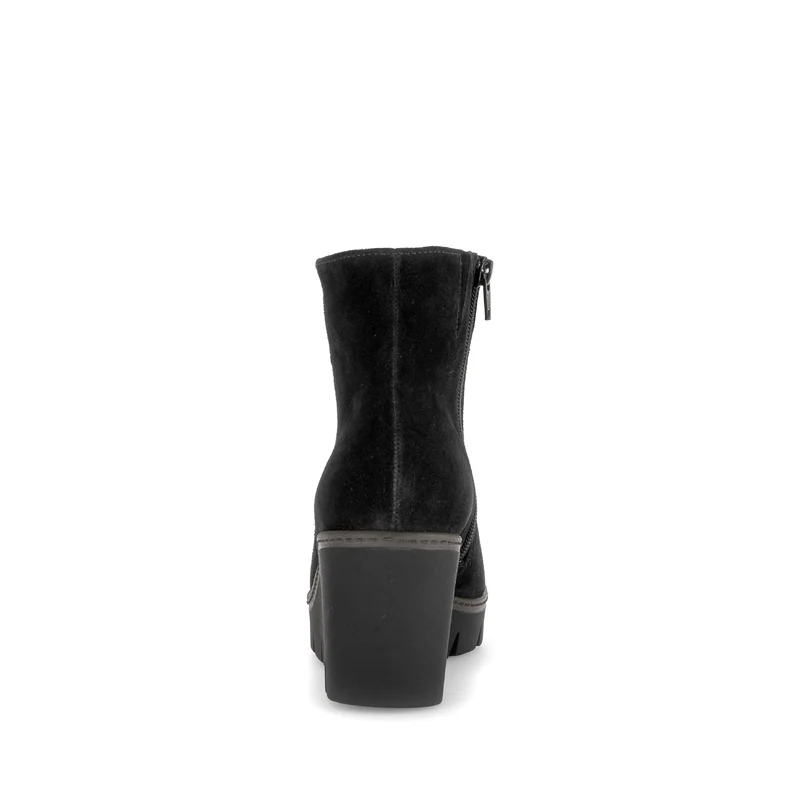 Bottines compensées noires en cuir velours