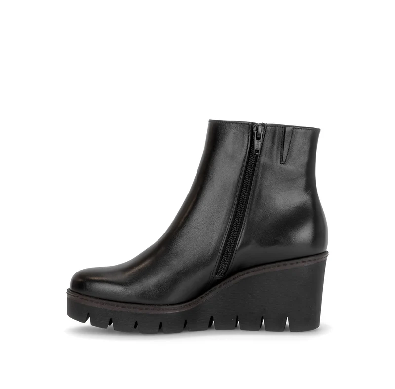 Bottines compensées noires en cuir lisse