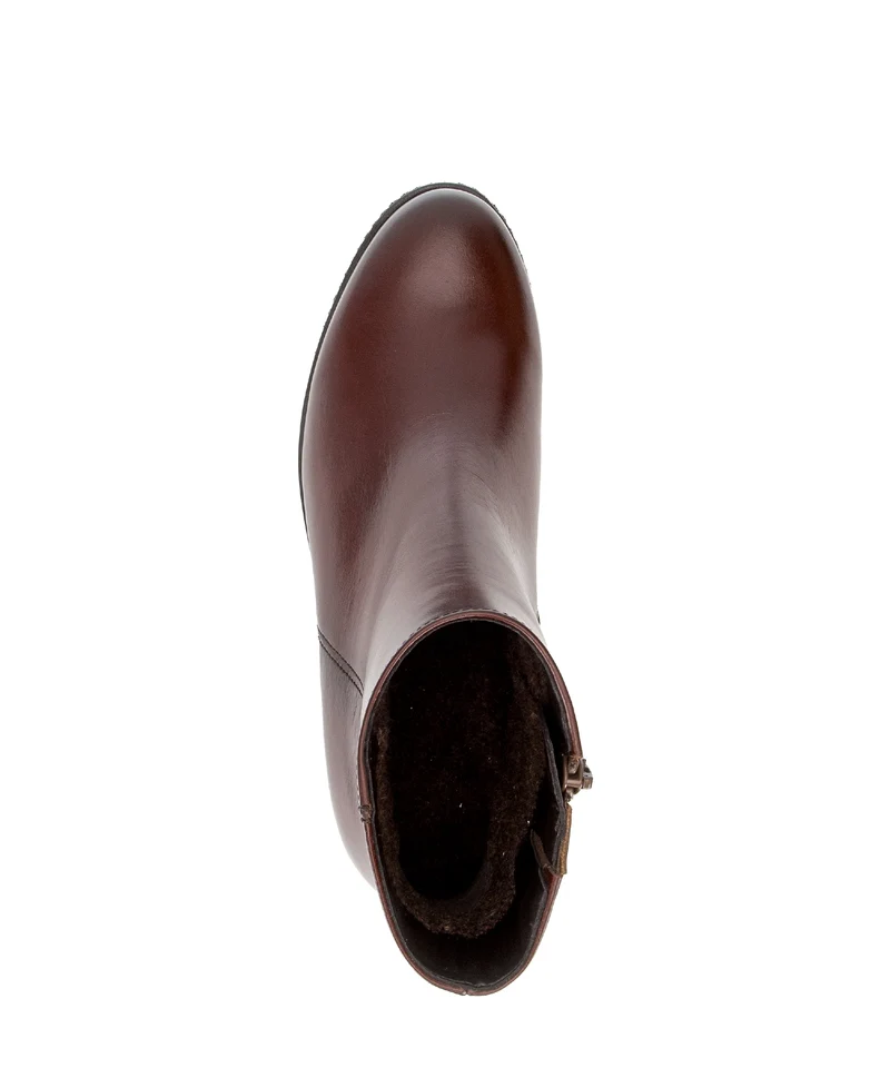 Bottines compensées cognac en cuir lisse