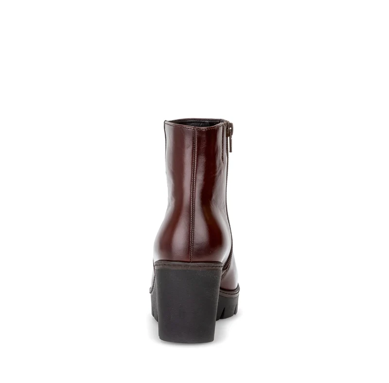 Bottines compensées cognac en cuir lisse