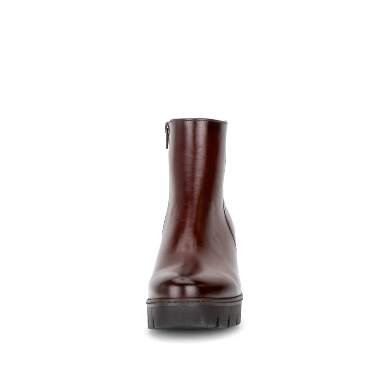 Bottines compensées cognac en cuir lisse