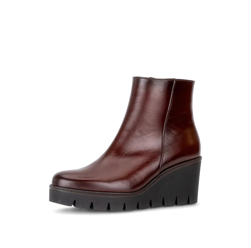 Bottines compensées cognac en cuir lisse