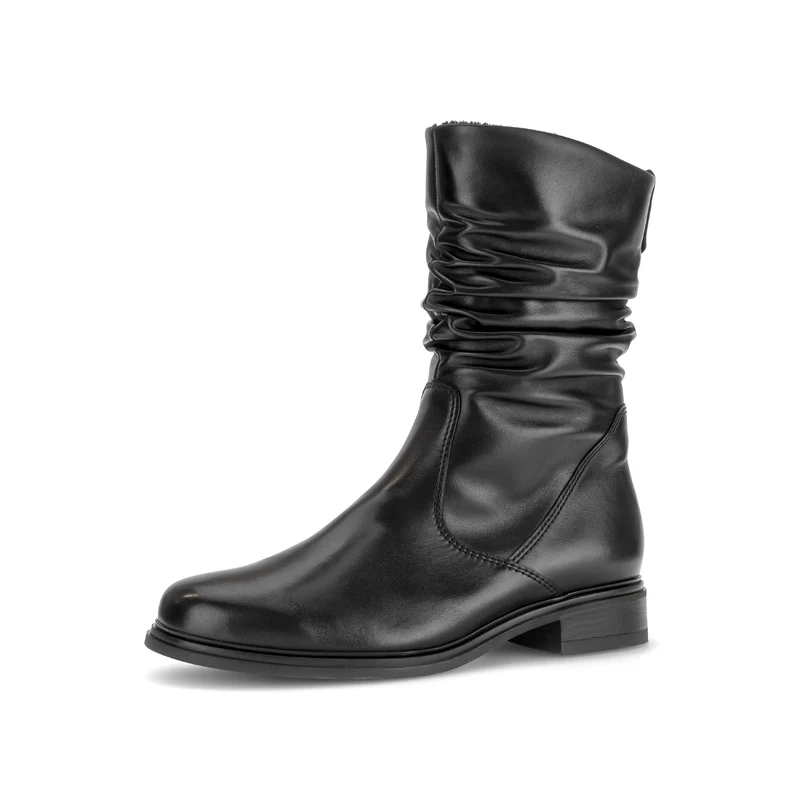 Bottines noires en cuir lisse