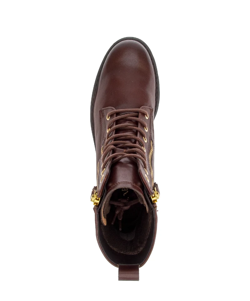 Bottines cognac en cuir lisse